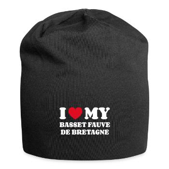 J’adore mon Basset Fauve de Bretagne - Bonnet en jersey - noir - Devant