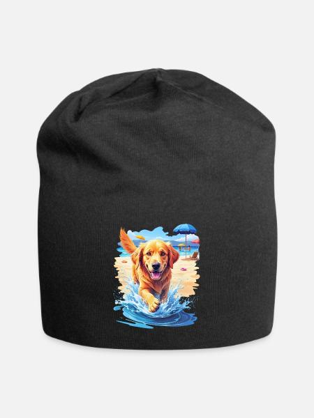 Chien sur la plage - Bonnet en jersey - noir