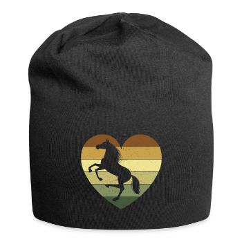 Chevaux coeur rétro Vintage cadeau cheval hobby - Bonnet en jersey - noir - Devant
