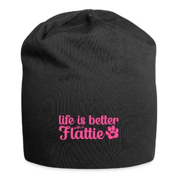 Flat Coated Retriever Dog La vie est meilleure maman - Bonnet en jersey - noir - Devant
