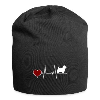 Norwich Terrier Dog Mama Mom Heartbeat - Jersey Beanie - black - Front
