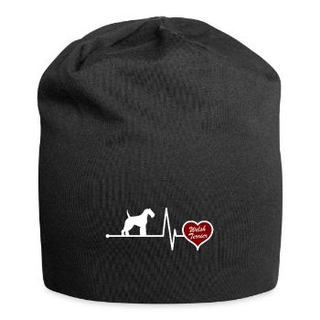 Welsh Terrier Hund Mom Herzschlag Lustig - Jersey-Beanie - Schwarz - Vorne