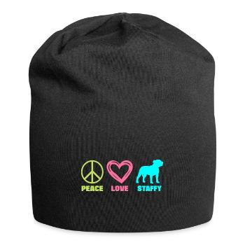 Staffordshire Bull Terrier Staffy Maman Paix Amour - Bonnet en jersey - noir - Devant