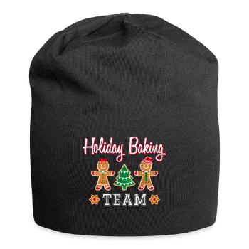 Feiertags-Backen-Team-Lebkuchen-Mann-Weihnachtsgeschenk - Jersey-Beanie - Schwarz - Vorne