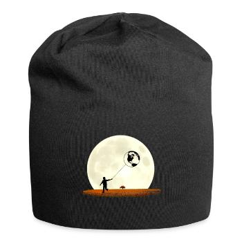 Garçon sur Prairie tire la terre devant la lune - Bonnet en jersey - noir - Devant