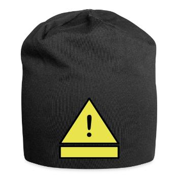 Point d'exclamation sur le triangle d'attention avec une plaque supplémentaire - Bonnet en jersey - noir - Devant