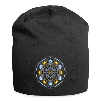 Metatrons Cube, Würfel, Mathematik, Spiritualität, - Jersey-Beanie - Schwarz - Vorne