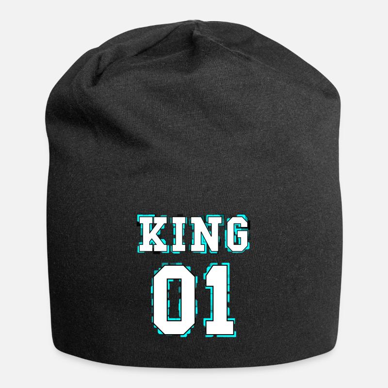 King - Queen Pärchendesign - Jersey-Beanie - Schwarz