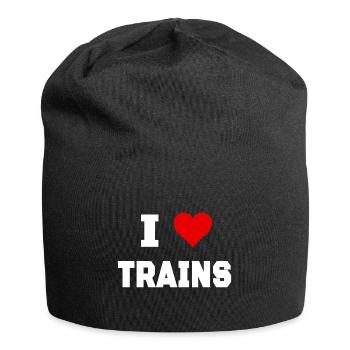 I love trains - Jersey Beanie - black - Front