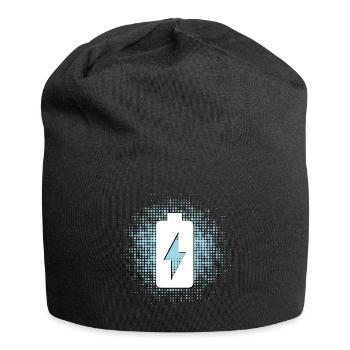 Batterie-Symbol mit Punktehintergrund - Jersey-Beanie - Schwarz - Vorne