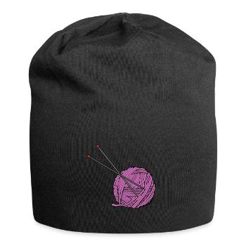 Pink knitting yarn - Jersey Beanie - black - Front