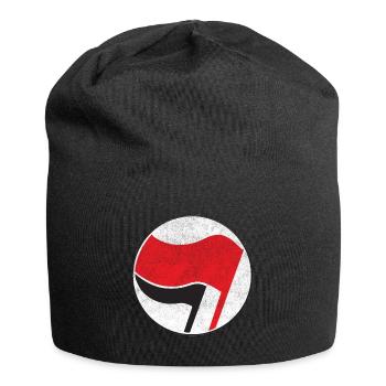 anti-fascist flag symbol - Jersey Beanie - black - Front