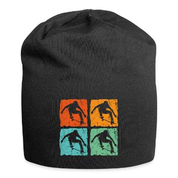Vintage Retro Skateboard Skateboarding Geschenk - Jersey-Beanie - Schwarz - Vorne
