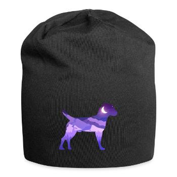 Heather Terrier Moon Mountains Silhouette Purple Vector - Jersey Beanie - black - Front