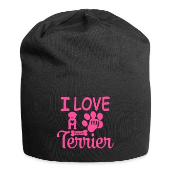Norwich Terrier Dog Mama Mom I Love my Pink - Jersey Beanie - black - Front