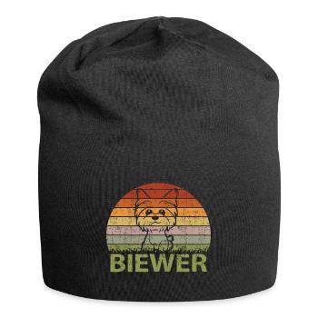 Biewer Yorkshire Terrier Dog Mix Vintage - Jersey Beanie - black - Front
