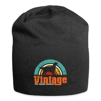 Chien Retriever à poil plat Vintage - Bonnet en jersey - noir - Devant