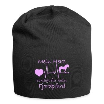 Fjordpferd Mama Herzschlag Spruch Pink - Jersey-Beanie - Schwarz - Vorne
