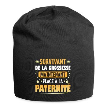 Humour Paternité Après Grossesse Jeune Papa 2024 - Bonnet en jersey - noir - Devant