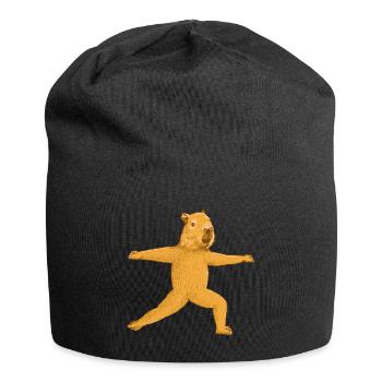 Capybara Yoga Exercise - Jersey Beanie - black - Front