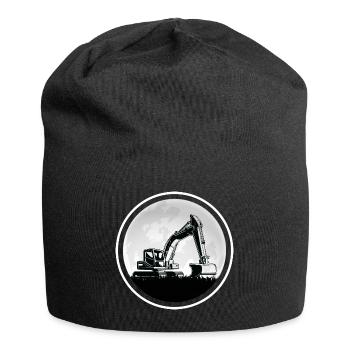 Excavators "digging in the moonlight" Construction site romance - Jersey Beanie - black - Front