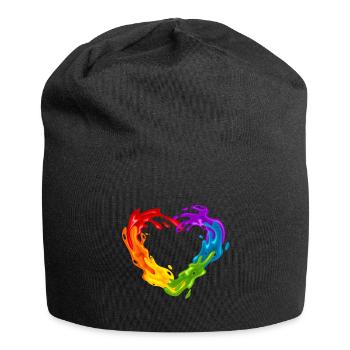 Regenbogenfarben - Jersey-Beanie - Schwarz - Vorne
