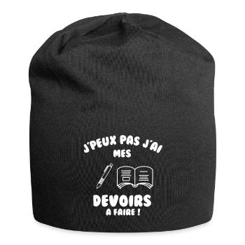 J’peux pas j’ai mes devoirs à faire - Bonnet en jersey - noir - Devant
