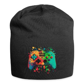 Bunte Konsole - Jersey-Beanie - Schwarz - Vorne