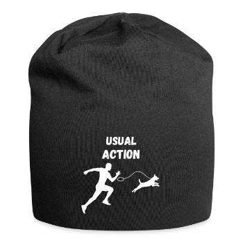 Funny dog walking - Jersey Beanie - black - Front