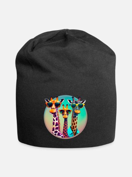3 Coole Giraffen mit Sonnenbrillen - Jersey-Beanie - Schwarz