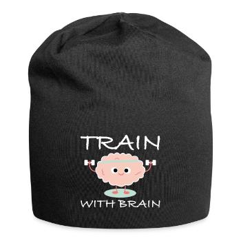 Train with brains | Fitness, Brain, Dumbbell - Jersey Beanie - black - Front