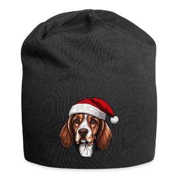 Beagle Hund Kopf Weihnachten Christmas - Jersey-Beanie - Schwarz - Vorne