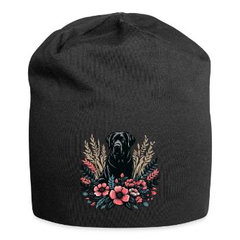 Fleurs de base de Labrador Cottage noir - Bonnet en jersey - noir - Devant