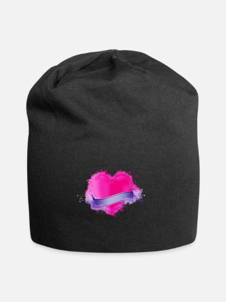 Herz Farbband hell glühend - Jersey-Beanie - Schwarz