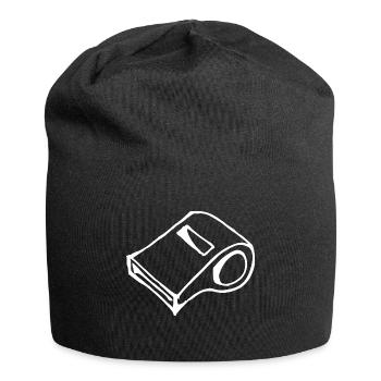 Trillerpfeife Fussball Trainer Geschenkidee - Jersey-Beanie - Schwarz - Vorne
