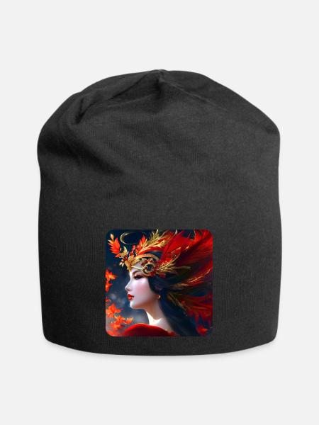 Wunderschöne Fantasy Frau - Jersey-Beanie - Schwarz