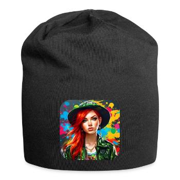 Fille rousse irlandaise cool - Bonnet en jersey - noir - Devant