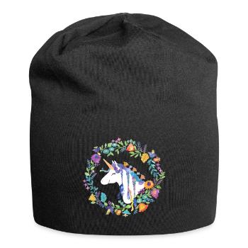 Unicorn Flowers - Jersey Beanie - black - Front