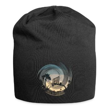 Basketball Korb & Palmen - Jersey-Beanie - Schwarz - Vorne