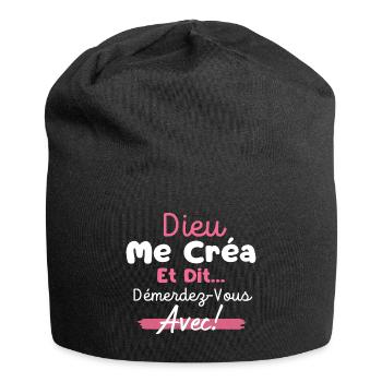 Humour Dieu Me Créa Et Dit Démerdez Vous Avec - Bonnet en jersey - noir - Devant