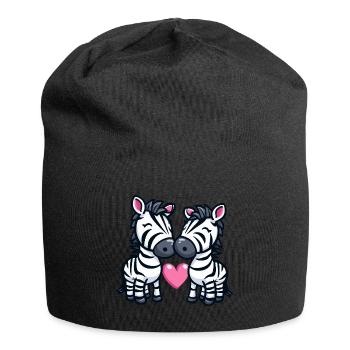 Zebra Paar Liebe Valentinstag - Jersey-Beanie - Schwarz - Vorne