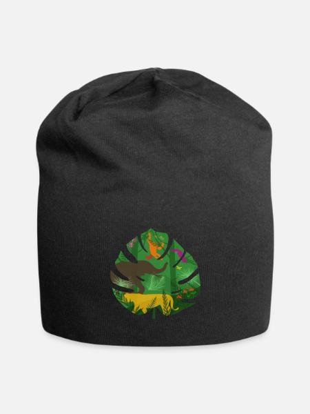 Dschungel Tiere - Jersey-Beanie - Schwarz