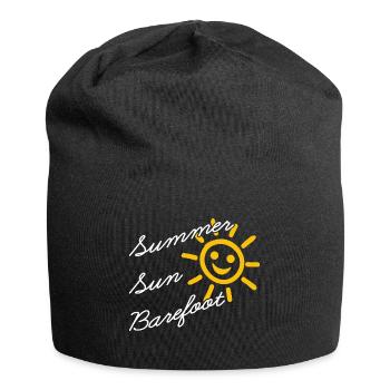 Summer Sun Barefoot on the Beach Holiday Holidays - Jersey Beanie - black - Front