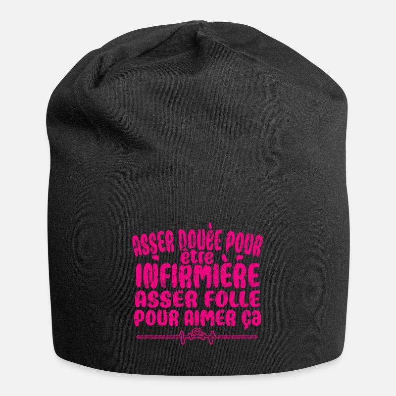 idée cadeau unique et original pour une Infirmière - Bonnet en jersey - noir