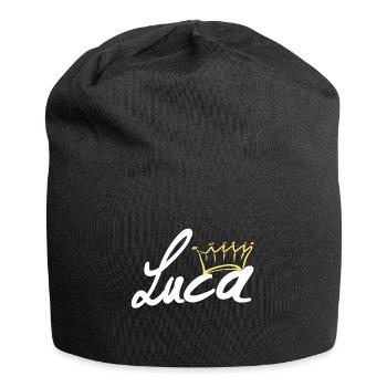Krone Name Namensschild Luca - Jersey-Beanie - Schwarz - Vorne