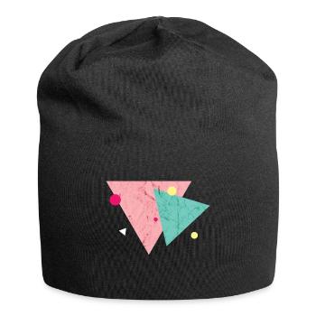 Geometrisch Formen 90er Dreieck Symbol Abstrakt - Jersey-Beanie - Schwarz - Vorne