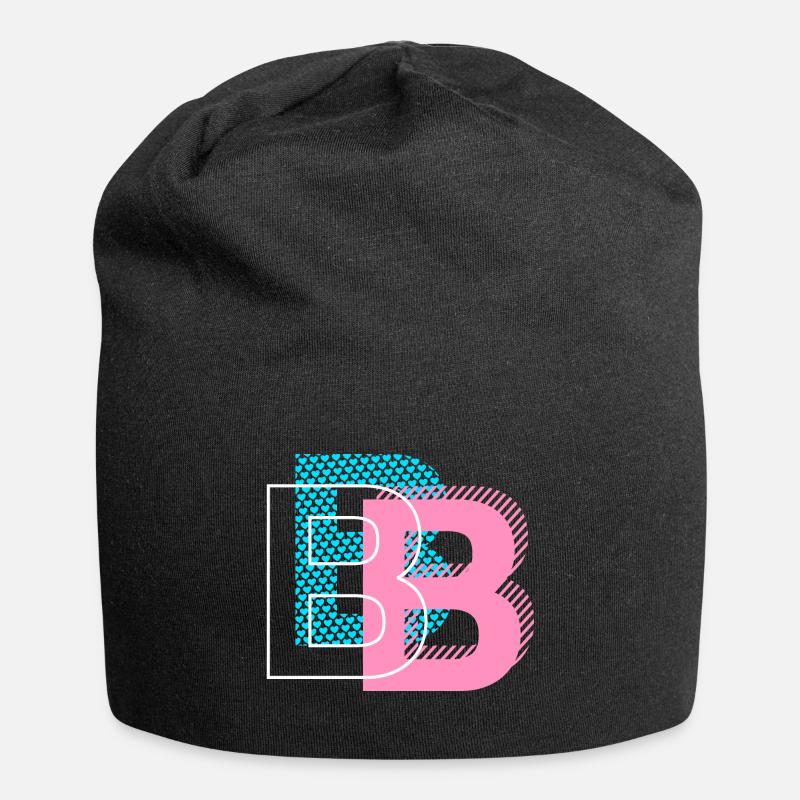 B wie Buchstabe - Jersey-Beanie - Schwarz