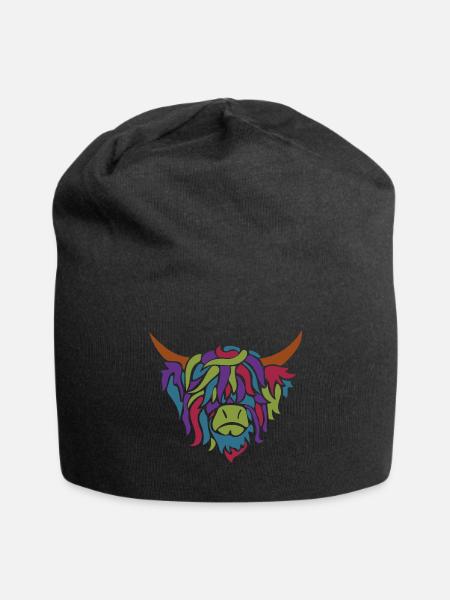 Kuh Schottisches Geschenk Hochlandrind Landwirt - Jersey-Beanie - Schwarz