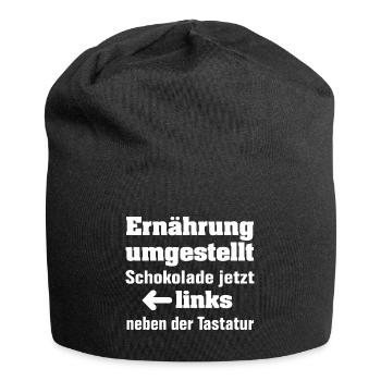 Ernährung umgestellt - lustiges Diätmotiv - Jersey-Beanie - Schwarz - Vorne