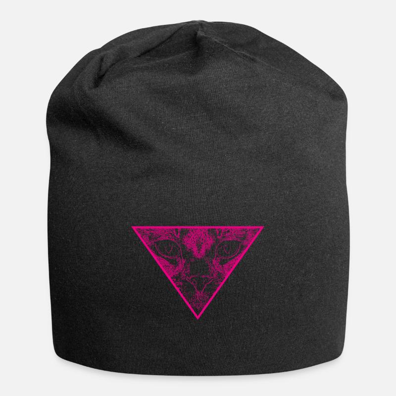 Les chats aiment> Pink Cat dans le triangle - Bonnet en jersey - noir